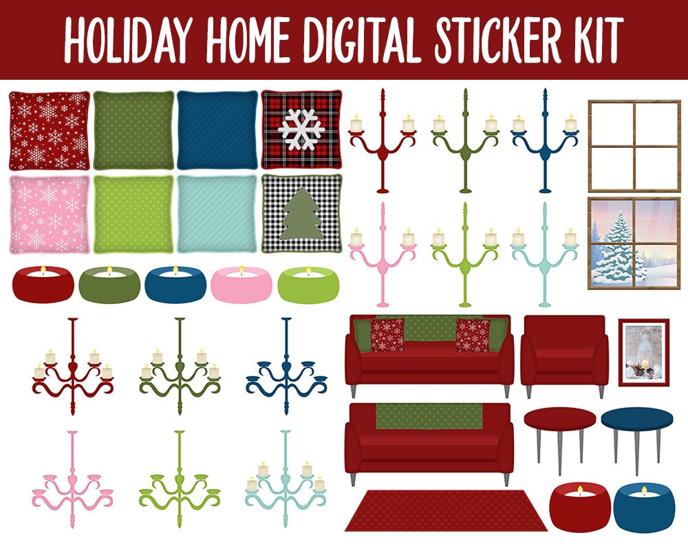 Holiday Home Digital Planner Stickers | GoodNotes, iPad and Android | December, Christmas, Home
