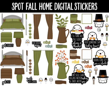 Spot Fall Home Digital Stickers | GoodNotes, iPad and Android | Home, Furniture, Fall, Thanksgiving