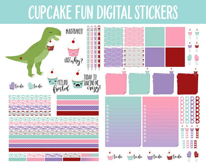 Cupcake Fun Digital Stickers | GoodNotes, iPad and Android | Baking, Cooking, Food, Mood Tracker, Emoji, Kawaii