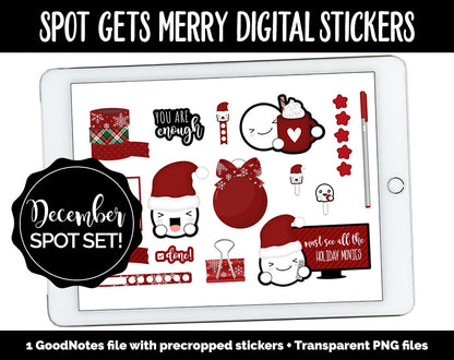 Spot Gets Merry Digital Stickers | GoodNotes, iPad and Android | Christmas, Winter, Holidays
