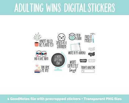 Adulting Wins Digital Stickers