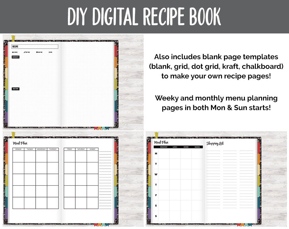 DIY Digital Recipe Book + Sticker Set | Goodnotes, iPad & Android  | Recipes, Meal Planning