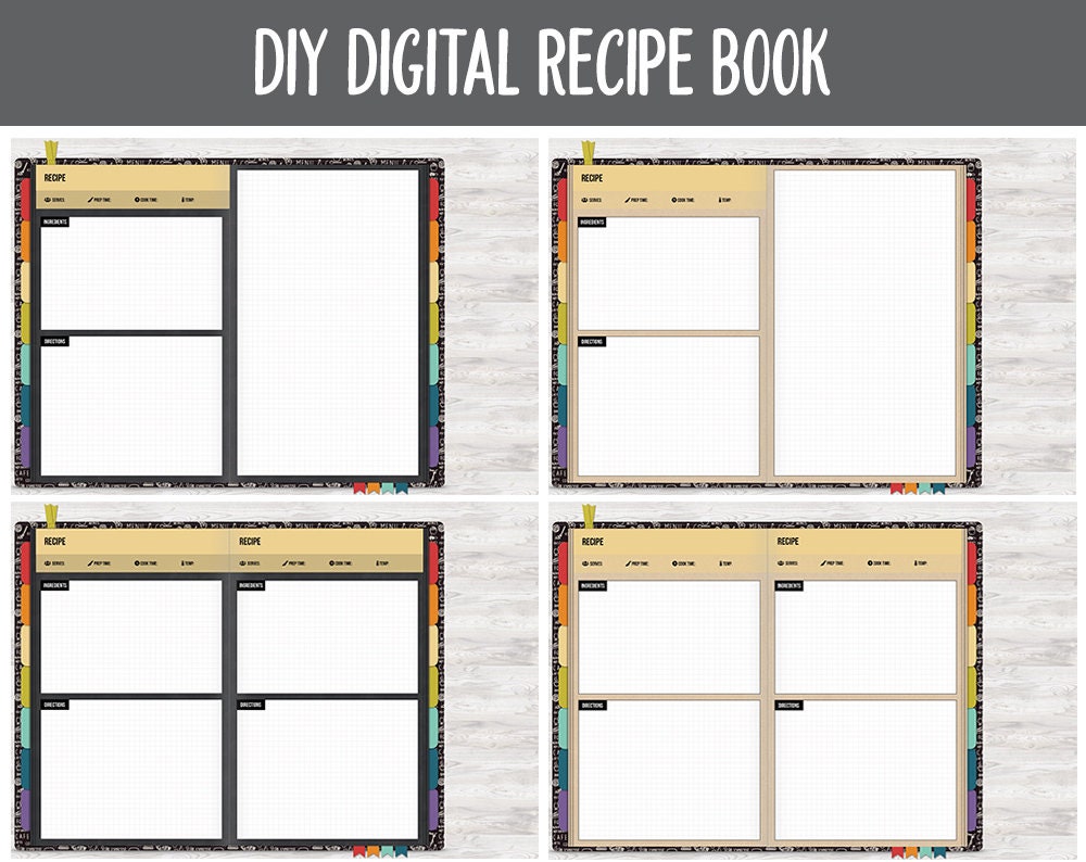 DIY Digital Recipe Book + Sticker Set | Goodnotes, iPad & Android  | Recipes, Meal Planning