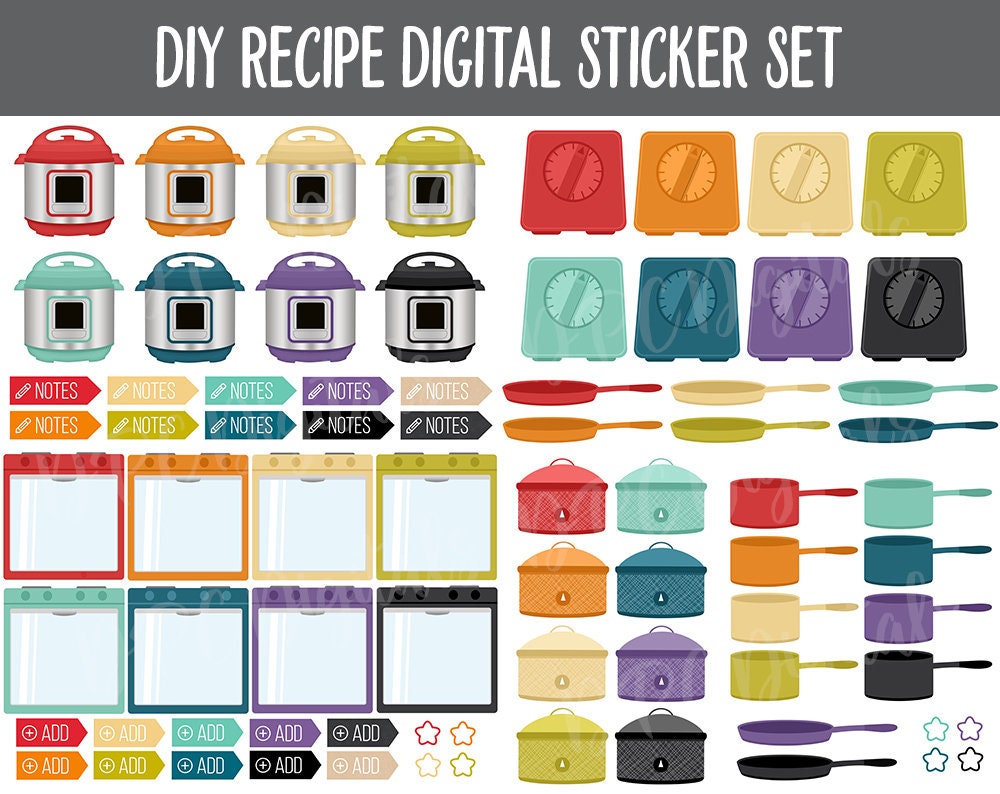 DIY Digital Recipe Book + Sticker Set | Goodnotes, iPad & Android  | Recipes, Meal Planning