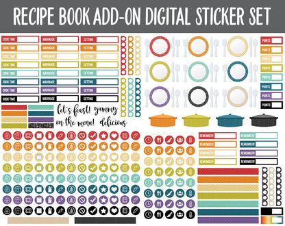 Recipe Book Add-On Digital Planner Stickers | GoodNotes, iPad and Android | Cooking, Meal Planning, Fitness