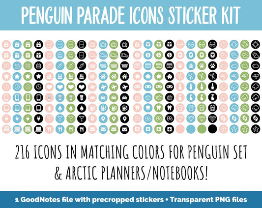 Penguin Parade Icon Digital Stickers | GoodNotes & iPad | Winter, Icons, Life, Weather, Everyday