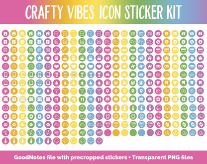Crafty Vibes Icon Digital Stickers | GoodNotes & iPad | Rainbow, Icons, Life, Weather, Everyday