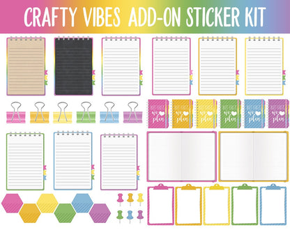 Crafty Vibes Add-On Digital Planner Stickers | GoodNotes, iPad and Android | Spring, March, Rainbow Trackers, Meal Planning, Fitness