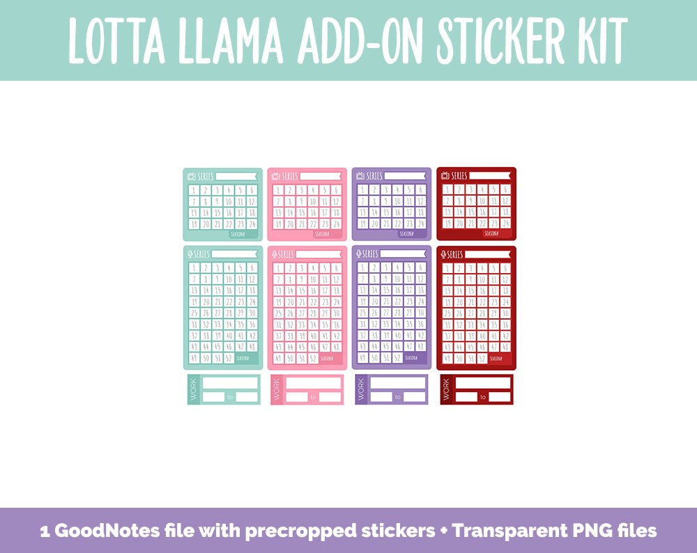 Lotta Llama Add-On Digital Planner Stickers | GoodNotes, iPad and Android | Winter, February, Valentine Trackers, Meal Planning, Fitness