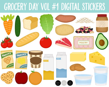 Grocery Day Vol #1 Digital Stickers | GoodNotes, iPad and Android | Food, Menu Planning, Trackers