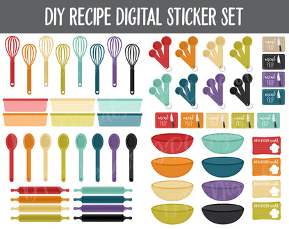 Digital Recipe Sticker Kit | Goodnotes, iPad & Android  | Recipes, Meal Planning, Food, Trackers