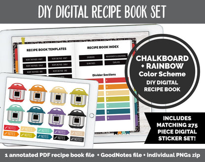 DIY Digital Recipe Book + Sticker Set | Goodnotes, iPad & Android  | Recipes, Meal Planning