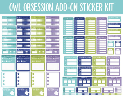 Owl Obsession Add-On Digital Planner Stickers | GoodNotes, iPad and Android | Spring, April, May, Trackers, Meal Planning, Fitness