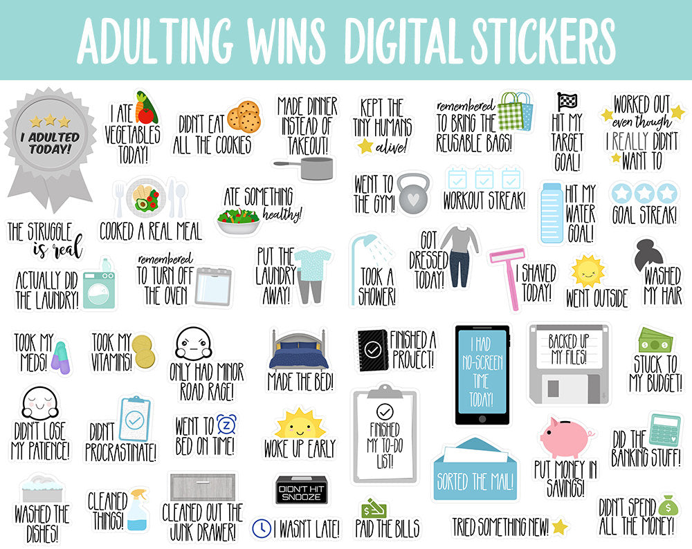 Adulting Wins Digital Stickers