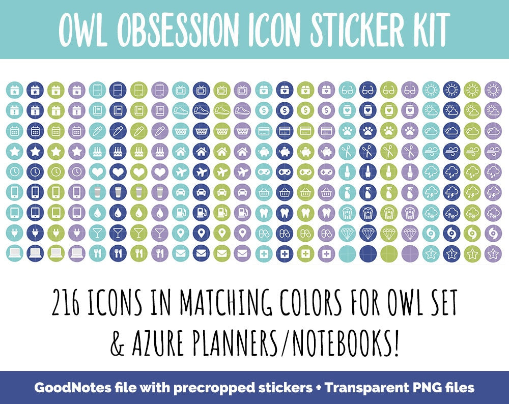 Owl Obsession Icon Digital Stickers | GoodNotes & iPad | Icons, Life, Weather, Everyday