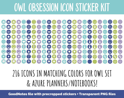 Owl Obsession Icon Digital Stickers | GoodNotes & iPad | Icons, Life, Weather, Everyday