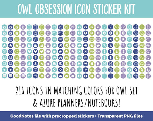 Owl Obsession Icon Digital Stickers | GoodNotes & iPad | Icons, Life, Weather, Everyday