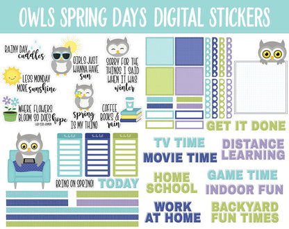 Owl Obsession Spring Days Digital Stickers | GoodNotes & iPad | April, Spring, Chores, Weekly Kit, Trackers and More!