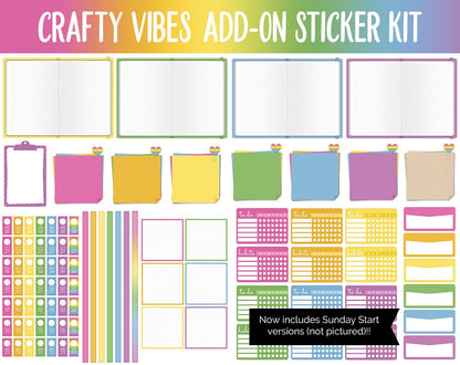 Crafty Vibes Add-On Digital Planner Stickers | GoodNotes, iPad and Android | Spring, March, Rainbow Trackers, Meal Planning, Fitness