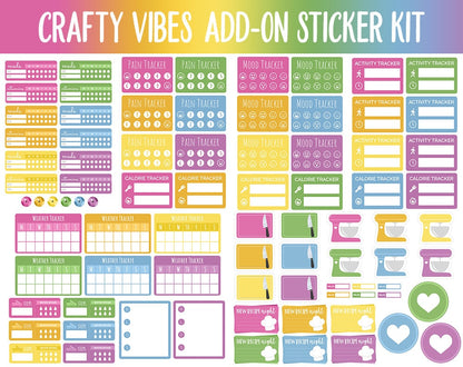 Crafty Vibes Add-On Digital Planner Stickers | GoodNotes, iPad and Android | Spring, March, Rainbow Trackers, Meal Planning, Fitness