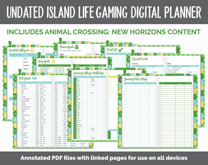 Undated Island Life Slim Digital Planner | GoodNotes, iPad & Android | Animal Crossing Inspired | Gaming Planner