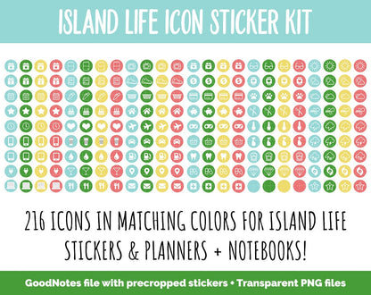 Island Life Icon Digital Stickers | GoodNotes & iPad | Icons, Life, Weather, Everyday