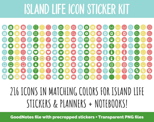 Island Life Icon Digital Stickers | GoodNotes & iPad | Icons, Life, Weather, Everyday
