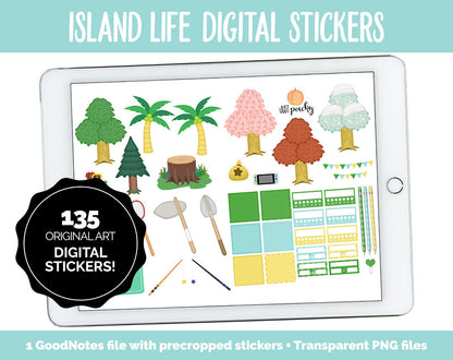 Island Living Inspired by Animal Crossing Digital Stickers | GoodNotes, iPad and Android | Switch, Gaming, Weekly Kit, Camping, Outdoors