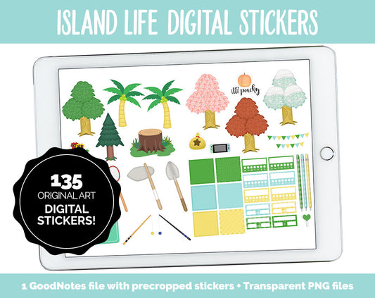 Island Living Inspired by Animal Crossing Digital Stickers | GoodNotes, iPad and Android | Switch, Gaming, Weekly Kit, Camping, Outdoors