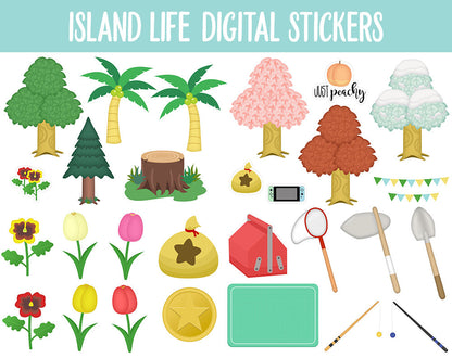 Island Living Inspired by Animal Crossing Digital Stickers | GoodNotes, iPad and Android | Switch, Gaming, Weekly Kit, Camping, Outdoors