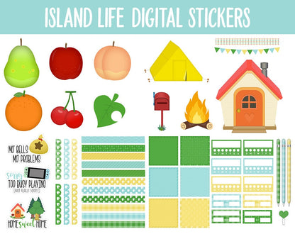 Island Living Inspired by Animal Crossing Digital Stickers | GoodNotes, iPad and Android | Switch, Gaming, Weekly Kit, Camping, Outdoors