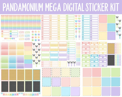Panda-monium Digital Sticker Mega Bundle | GoodNotes & iPad | May, Pandas, Rainbow, Adulting, Calendar Dates, Trackers and More!