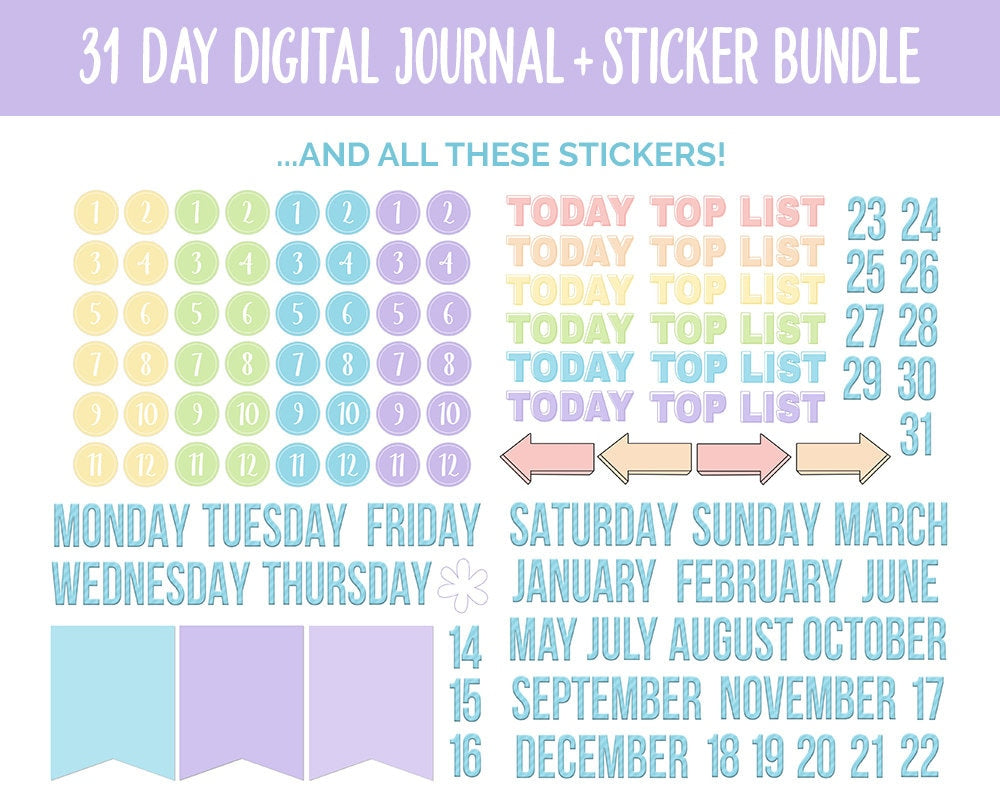 31 Day Digital Journal + Sticker Bundle | Fantasy Theme