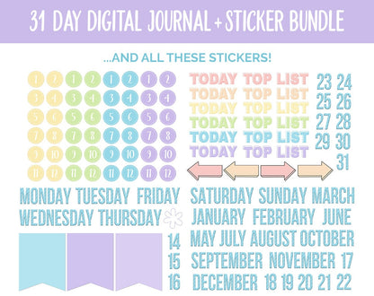 31 Day Digital Journal + Sticker Bundle | Fantasy Theme