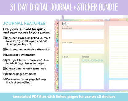 31 Day Digital Journal + Sticker Bundle | Fantasy Theme