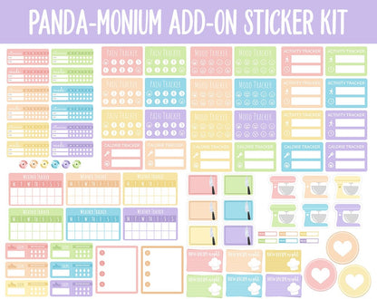 Panda-monium Add-On Digital Planner Stickers | GoodNotes, iPad and Android | Pandas,Trackers, Meal Planning, Fitness