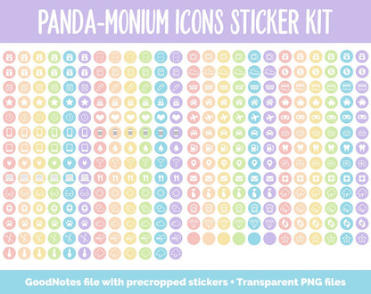 Panda-monium Icon Digital Planner Stickers | GoodNotes, iPad and Android | Pandas, Icons, Life, Weather, Everyday