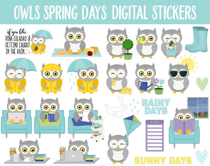 Owl Obsession Spring Days Digital Stickers | GoodNotes & iPad | April, Spring, Chores, Weekly Kit, Trackers and More!