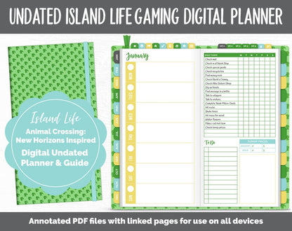 Undated Island Life Slim Digital Planner | GoodNotes, iPad & Android | Animal Crossing Inspired | Gaming Planner
