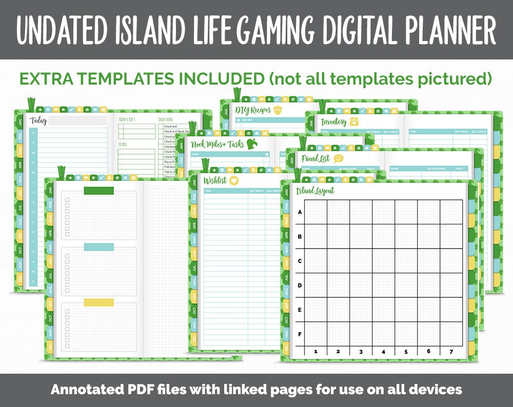 Undated Island Life Slim Digital Planner | GoodNotes, iPad & Android | Animal Crossing Inspired | Gaming Planner