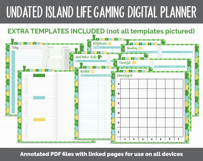 Undated Island Life Slim Digital Planner | GoodNotes, iPad & Android | Animal Crossing Inspired | Gaming Planner