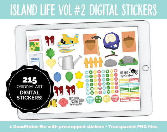 Island Living Vol #2 Inspired by Animal Crossing Digital Stickers | GoodNotes, iPad and Android | Switch, Gaming, Camping, Outdoors