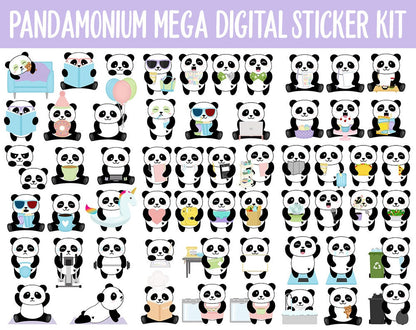 Panda-monium Digital Sticker Mega Bundle | GoodNotes & iPad | May, Pandas, Rainbow, Adulting, Calendar Dates, Trackers and More!