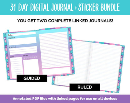 31 Day Digital Journal + Sticker Bundle | Paradise Theme