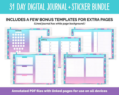 31 Day Digital Journal + Sticker Bundle | Paradise Theme