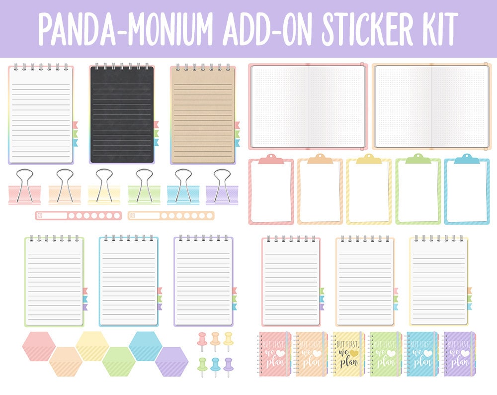 Panda-monium Add-On Digital Planner Stickers | GoodNotes, iPad and Android | Pandas,Trackers, Meal Planning, Fitness
