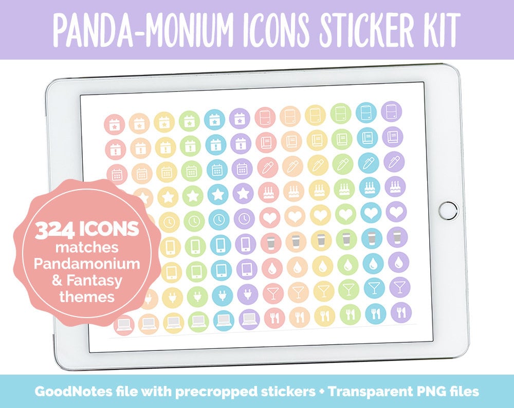 Panda-monium Icon Digital Planner Stickers | GoodNotes, iPad and Android | Pandas, Icons, Life, Weather, Everyday