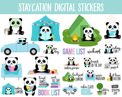 Staycation Digital Planner Stickers | Retro Summer | GoodNotes, iPad and Android | At Home, Vacation