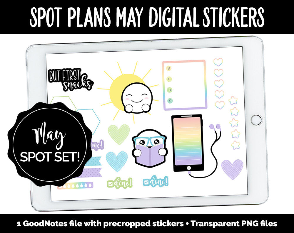 Spot Plans May Digital Stickers | GoodNotes, iPad and Android | Mother’s Day, Cinco de Mayo, Adulting, Gaming