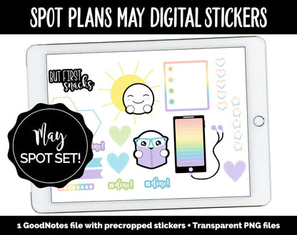 Spot Plans May Digital Stickers | GoodNotes, iPad and Android | Mother’s Day, Cinco de Mayo, Adulting, Gaming